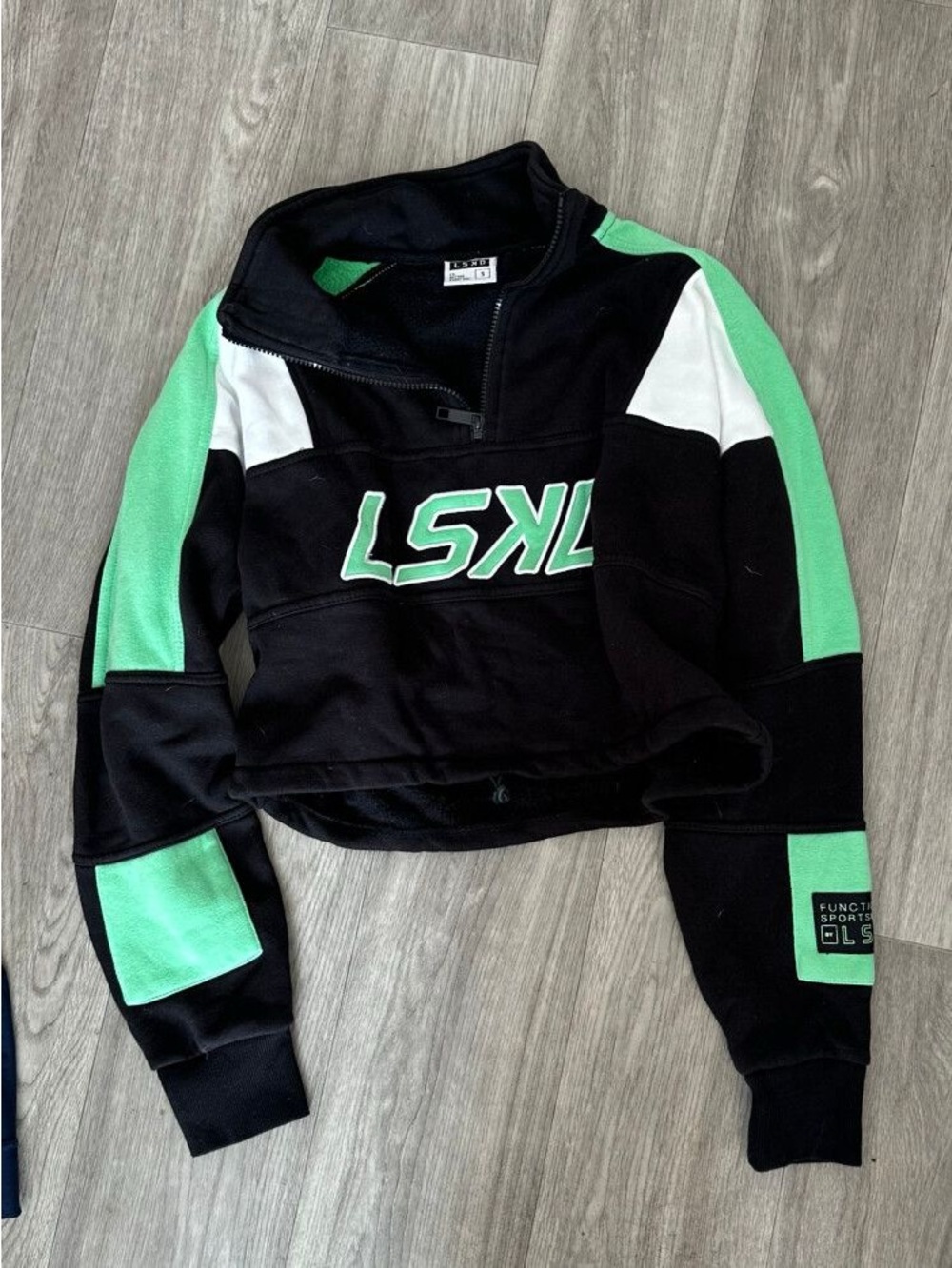 LSKD Slam Quarter zip - Black and Mint Green Quarter-Zip Pullover
